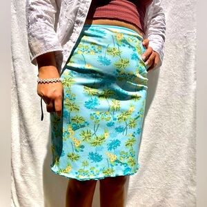 Vintage turquoise tropical interchangeable midi skirt
